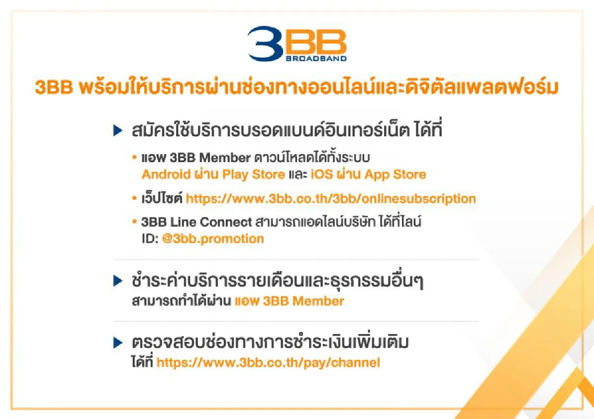3BB สมัครง่ายๆ ผ่านแอพ 3BB Member แม้ปิดช็อปในห้างฯ รับมือโควิด-19