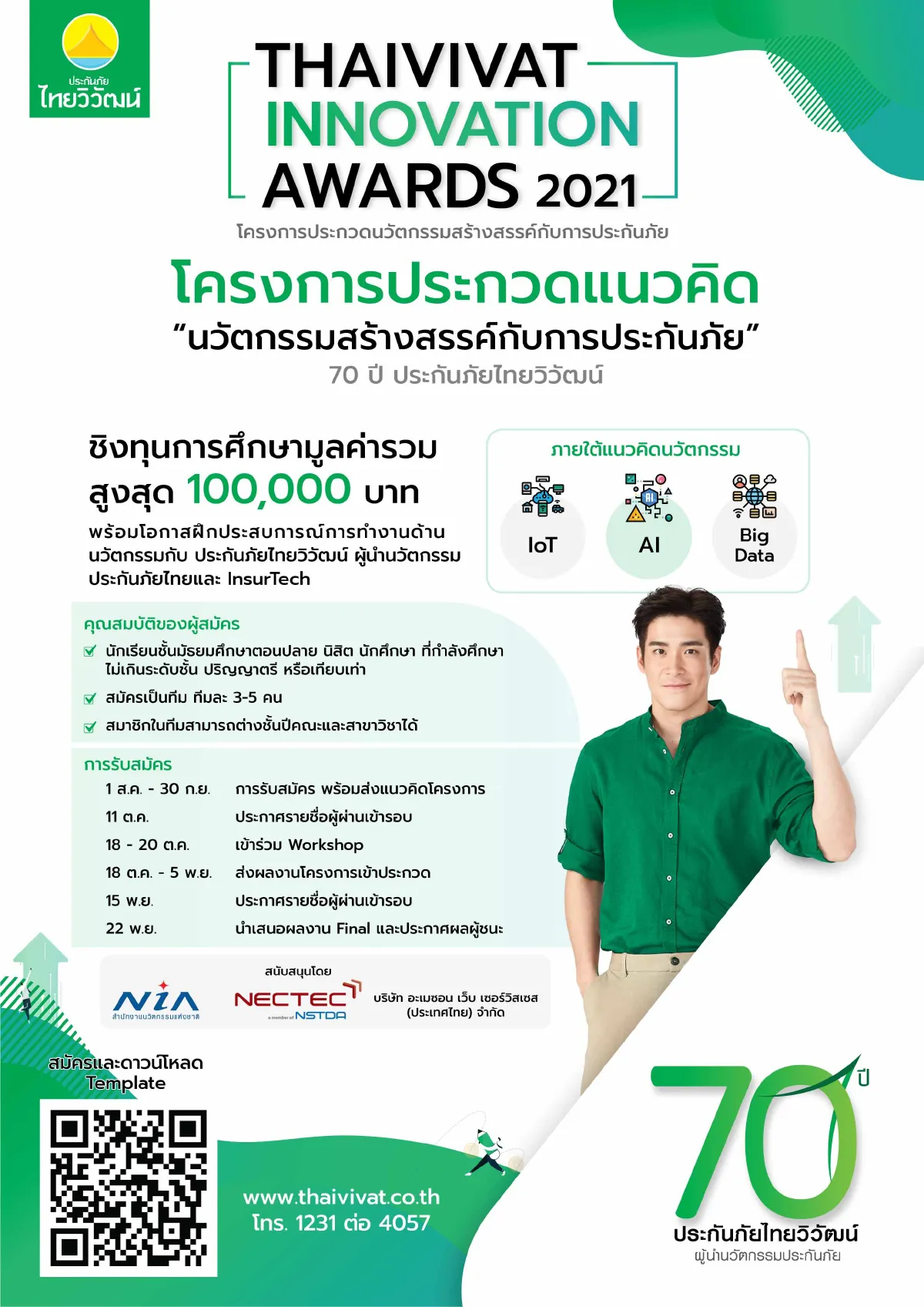 "ไทยวิวัฒน์ 70 ปี" ผนึก องค์กรชั้นนำด้านนวัตกรรมและเทคโนโลยี ชวนเยาวชนประกวดแนวคิดโครงการนวัตกรรมสร้างสรรค์ประกันภัย