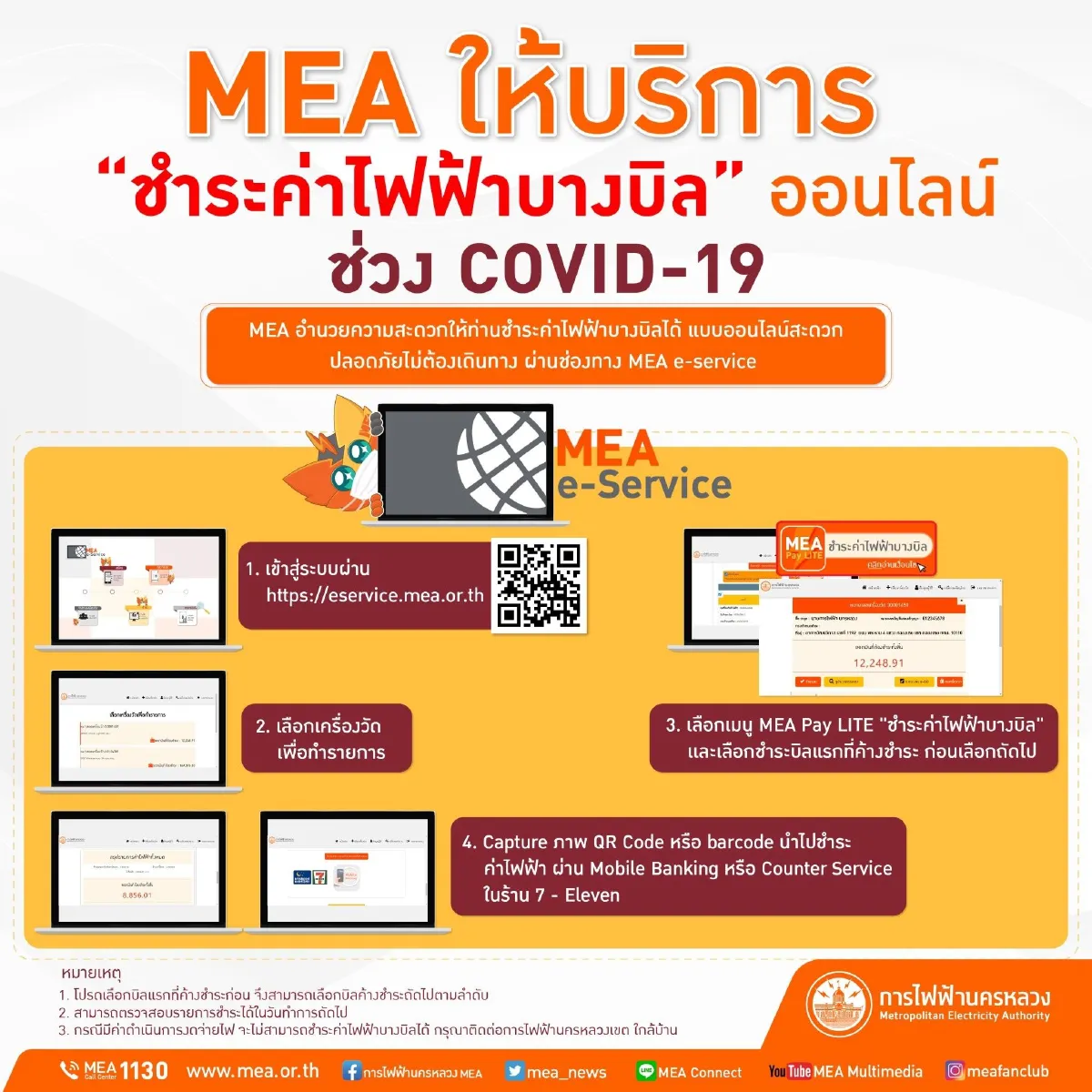MEA บรรเทาความเดือดร้อนประชาชนในสถานการณ์ COVID-19
