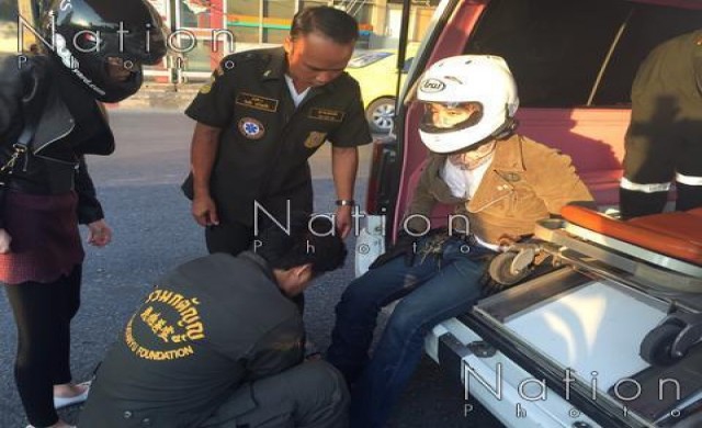 'เป้ อารักษ์' ขี่มอเตอร์ไซค์คู่ใจ เฉี่ยวรถบัสบาดเจ็บ