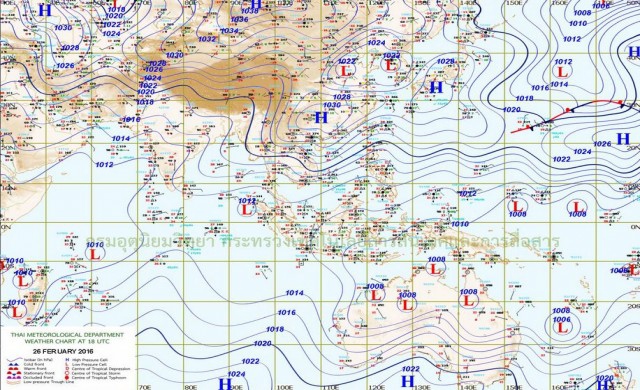 เหนือมีฝนอุณหภูมิลด2-4องศา อ่าวไทยคลื่นสูง