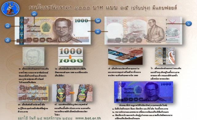 ธปท.ออกประกาศวิธีตรวจแบงก์ 1,000 บาท