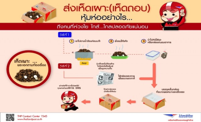 ไปรษณีย์ไทยแนะขั้นตอนส่ง"เห็ดเผาะ"