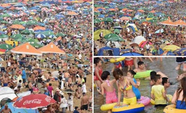 ชาวจีนนับแสนแห่เที่ยวชายหาดชิงเต่าคลายร้อน