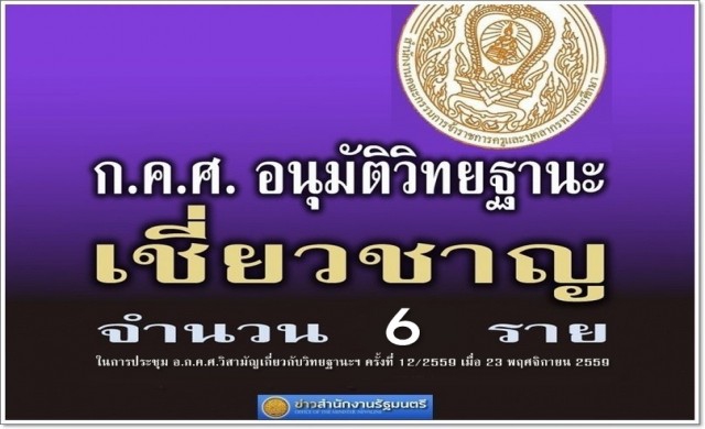 อนุมัติ6ครู เลื่อนเป็นวิทยฐานะเชี่ยวชาญ