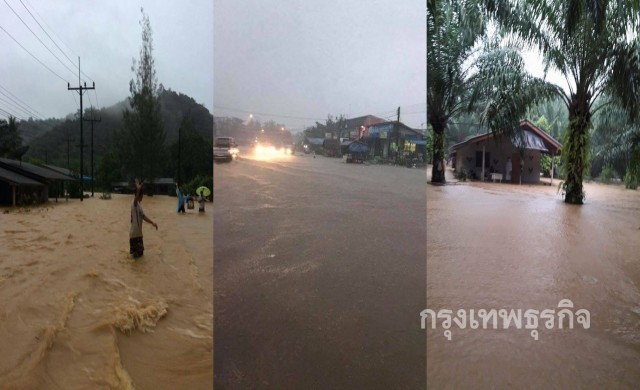 ชุมพรอ่วมหลายพื้นที่ น้ำป่าไหลแรงหลังฝนตกหนัก3วันติด