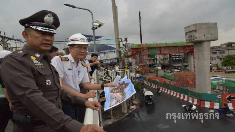 ปรับจราจรแยกบางพลัด-ไฟฉาย สุยสร้างสายสีน้ำเงิน