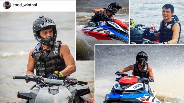 สาวกรี๊ด!!! 'ผู้พันต๊อด' เล่นเจ็ตสกีโชว์หุ่นล่ำบึ้ก