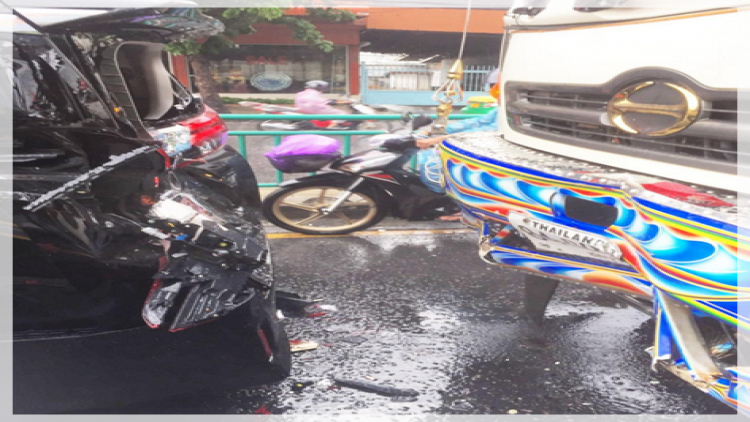 “นานา ไรบีนา”และลูกแฝด โดนรถสิบล้อเบรกไม่อยู่เข้าชนท้าย 