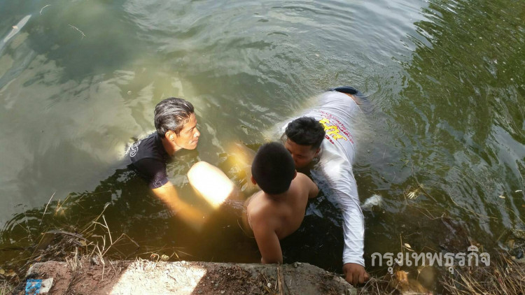เร่งเข้าช่วยเด็ก11ปี กระโดดน้ำในบ่อปลาถูกเหล็กเส้นเสียบขา