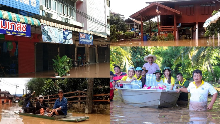 น้ำท่วมน่านบางพื้นที่คลี่คลาย 'ภาคเอกชน-จิตอาสา' ลงพื้นที่แจกสิ่งของ