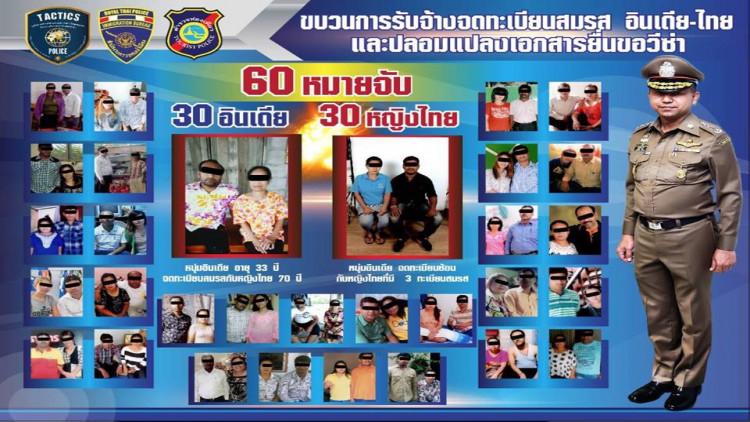 'บิ๊กโจ๊ก' รวบ 30 อินเดียทำนิติกรรมอำพรางจ้างหญิงไทยจดทะเบียนสมรส