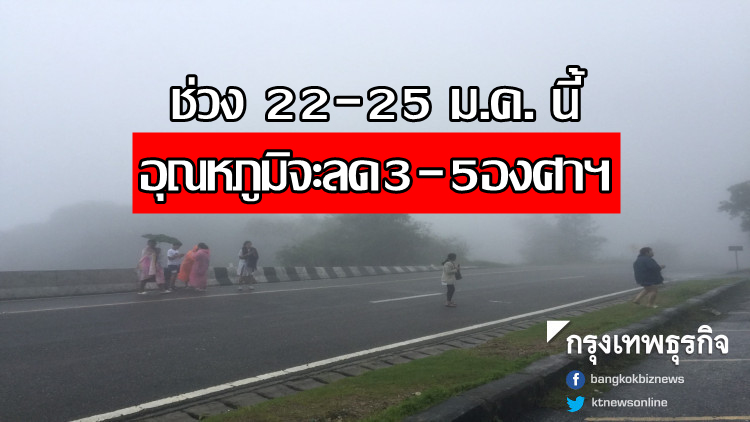 ไทยตอนบนช่วง22-25ม.ค. หนาวอุณหภูมิจะลด 3-5 องศาฯ