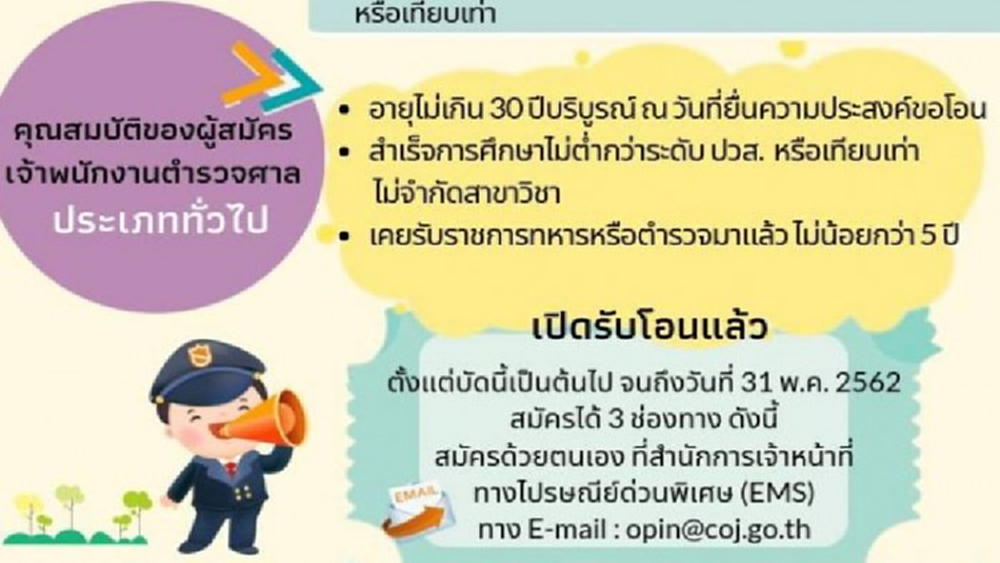 ศาลเปิดรับ COURT MARSHAL มือปราบคู่บัลลังก์ศาลรุ่นแรก