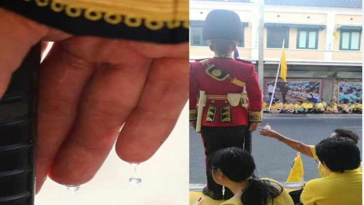 เผยภาพประทับใจ! ป้ายื่นพัดลมช่วย 'นายร้อยจปร.' คลายร้อน