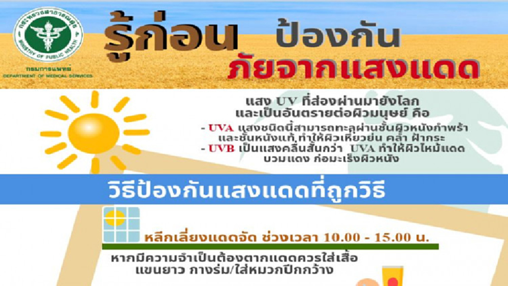 แพทย์แนะวิธีป้องกันอันตรายจากแสงแดด