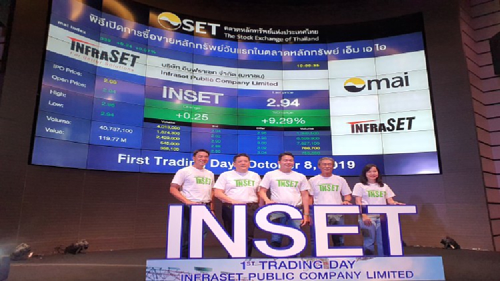 อินฟราเซท' ราคาเปิดเทรดวันแรก 2.94บาท สูงกว่าจอง9.29%