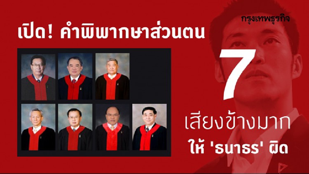 เปิดคำพิพากษาส่วนตน! 7 ตุลาการศาลรธน. เสียงข้างมาก 'ธนาธร' สิ้นสภาพส.ส.