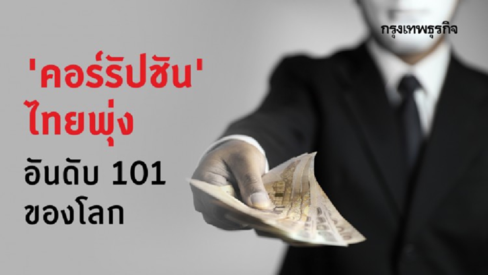 'คอร์รัปชัน' ไทยพุ่ง อันดับ 101 ของโลก ค่าเฉลี่ยดัชนีที่ 36