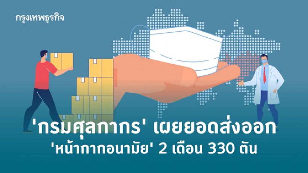 'กรมศุลกากร' เผยยอดส่งออก 'หน้ากากอนามัย' 2 เดือน 330 ตัน