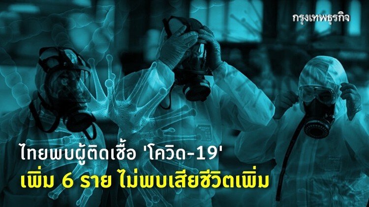 ไทยพบผู้ติดเชื้อ 'โควิด-19' เพิ่ม 6 ราย ไม่พบเสียชีวิตเพิ่ม