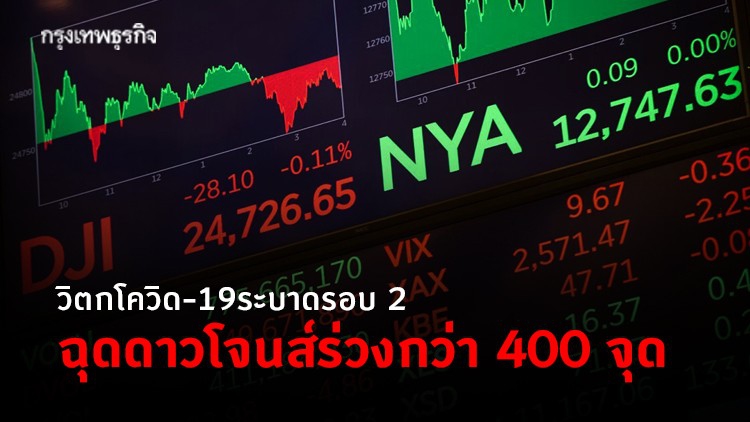 'ดาวโจนส์' ปิดร่วงกว่า 400 จุด เหตุนักลงทุนวิตกโควิดระบาดรอบ 2