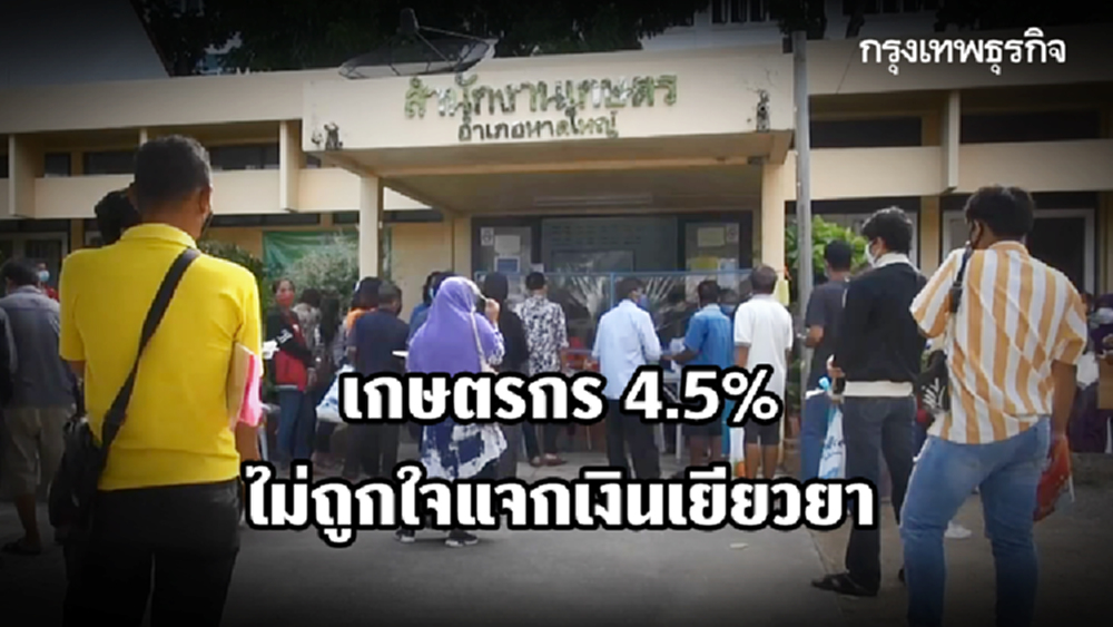 เกษตรกร 4.5% ไม่ถูกใจแจกเงินเยียวยา อีก 5.9% ชี้กระทรวงเกษตรฯพึ่งไม่ได้