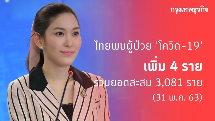 'หมอบุ๋ม' รายงานผู้ติดเชื้อ 'โควิด-19' เพิ่ม 4 ราย ไม่มีผู้เสียชีวิตเพิ่ม