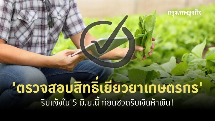 'เยียวยาเกษตรกร' ตรวจสอบสิทธิ์ ใน 5 มิ.ย.นี้! ยังไม่อด 'เงินเยียวยา 5,000'