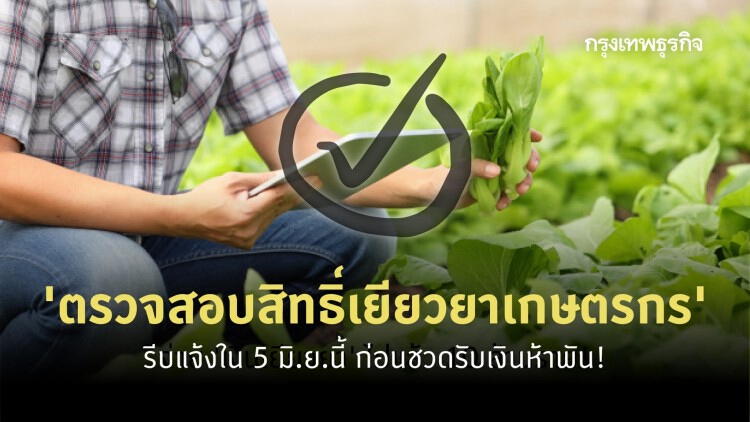 'เยียวยาเกษตรกร' ตรวจสอบสิทธิ์ ใน 5 มิ.ย.นี้! ยังไม่อด 'เงินเยียวยา 5,000' 