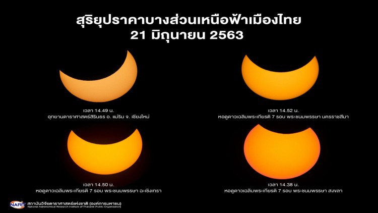 สดร. เผยภาพปรากฏการณ์ 'สุริยุปราคา' เหนือฟ้าเมืองไทย คึกคักทั่วประเทศ