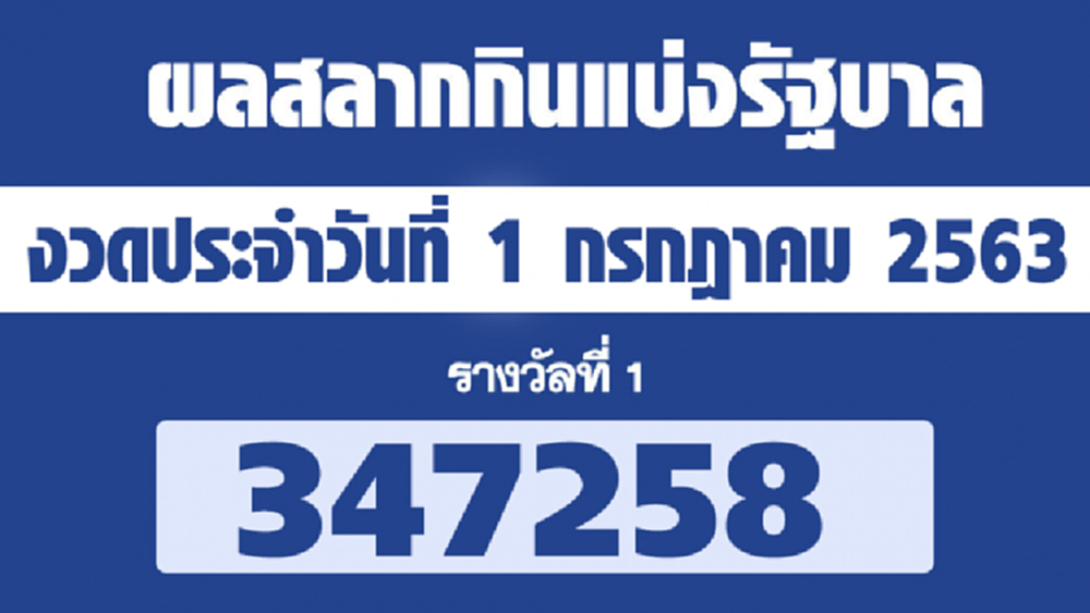 ผลสลากกินแบ่งรัฐบาล ตรวจหวย งวด 1 กรกฎาคม 2563