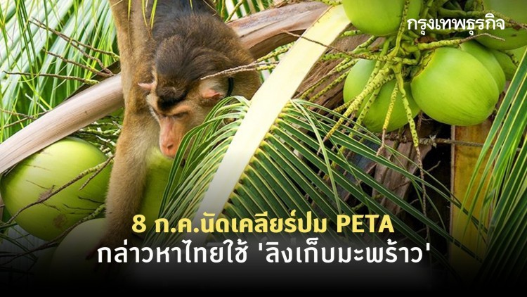 8 ก.ค.นี้ 'จุรินทร์' นัดถก PETA กล่าวหาไทยใช้ 'ลิงเก็บมะพร้าว'