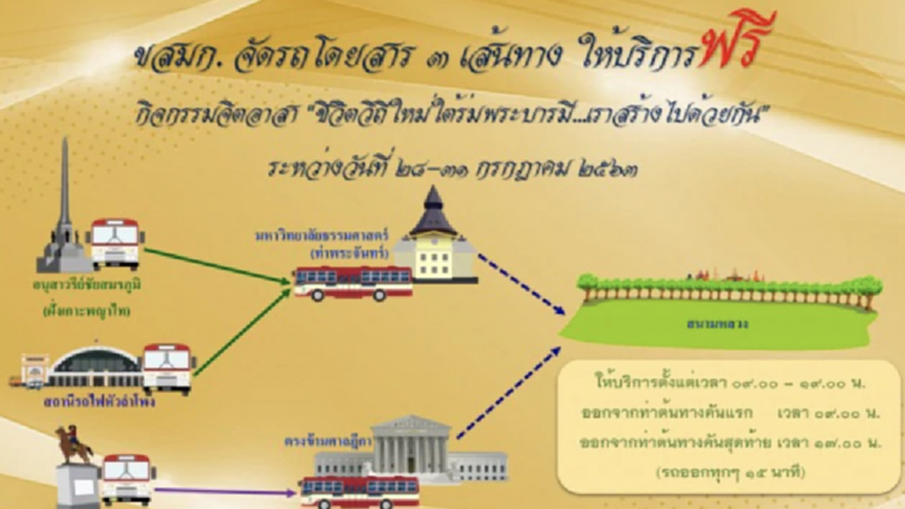 ขสมก.บริการรถฟรี 3 เส้นทาง ปชช.ร่วมงานวันเฉลิมฯ ร.10