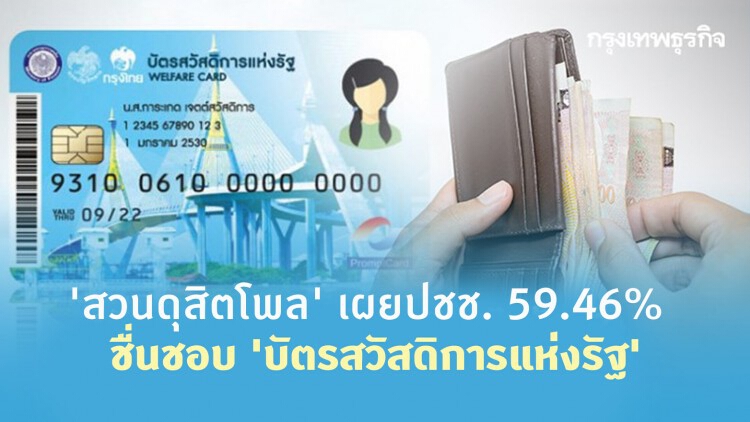 'สวนดุสิตโพล' เผยปชช. 59.46% ชื่นชอบ 'บัตรสวัสดิการแห่งรัฐ'