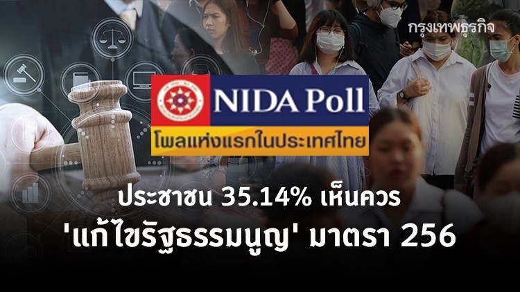 โพลชี้ ประชาชน 35.14% เห็นควร 'แก้ไขรัฐธรรมนูญ' มาตรา 256