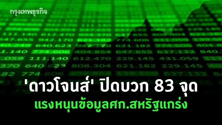 'ดาวโจนส์' ปิดบวก 83 จุด แรงหนุนข้อมูลศก.สหรัฐแกร่ง