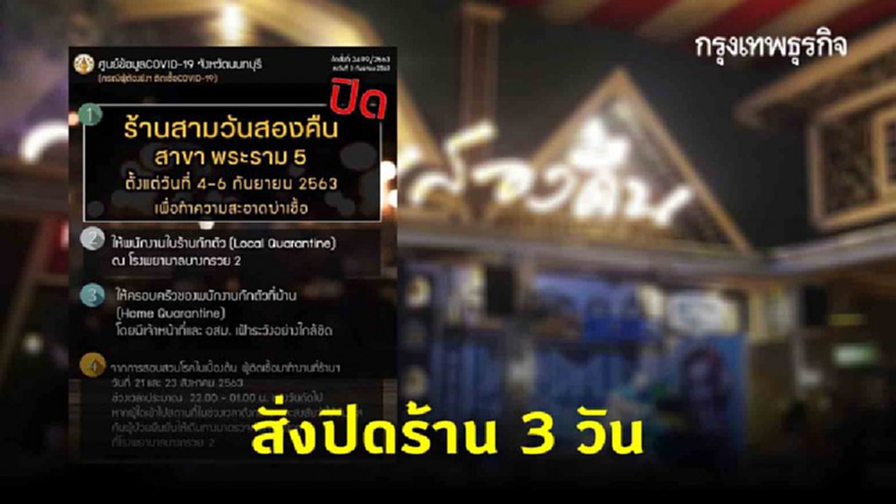 สั่งปิดร้าน "สามวันสองคืน" พระราม 5  หลังพบดีเจติดเชื้อโควิด 3 วัน