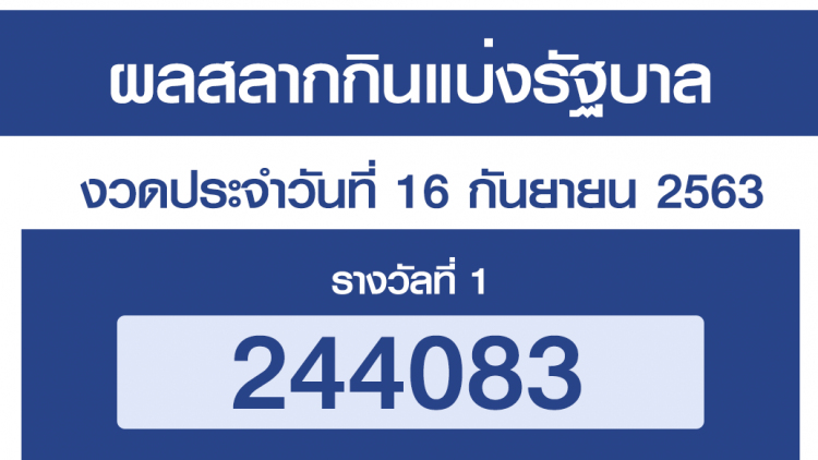 ผลสลากกินแบ่งรัฐบาล ตรวจหวย งวด 16 กันยายน 2563