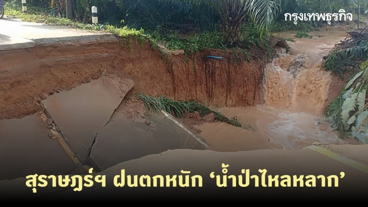 สุราษฎร์ฯ ฝนตกหนักต่อเนื่อง 'น้ำป่าไหลหลาก' ท่วมบ้านเรือนใน 3 อำเภอ