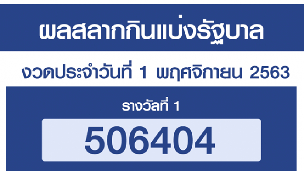 ผลสลากกินแบ่งรัฐบาล ตรวจหวย งวด 1 พฤศจิกายน 2563 