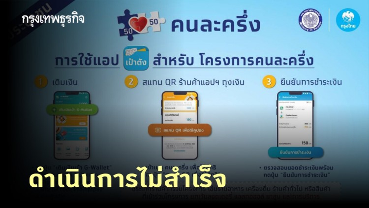 เริ่มแล้ว! ลงทะเบียน 'คนละครึ่ง' รอบ 3 เว็บใช้งานได้ปกติ แต่ลงทะเบียนไม่สำเร็จ