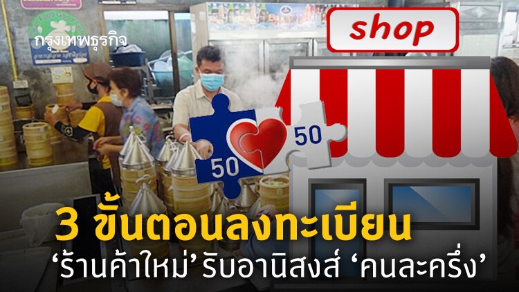 รอรับ ลงทะเบียน 'คนละครึ่ง' 15 ล้านสิทธิ ‘ร้านค้าใหม่’ เตรียมลงทะเบียนผ่าน 3 ขั้นตอนง่ายๆ