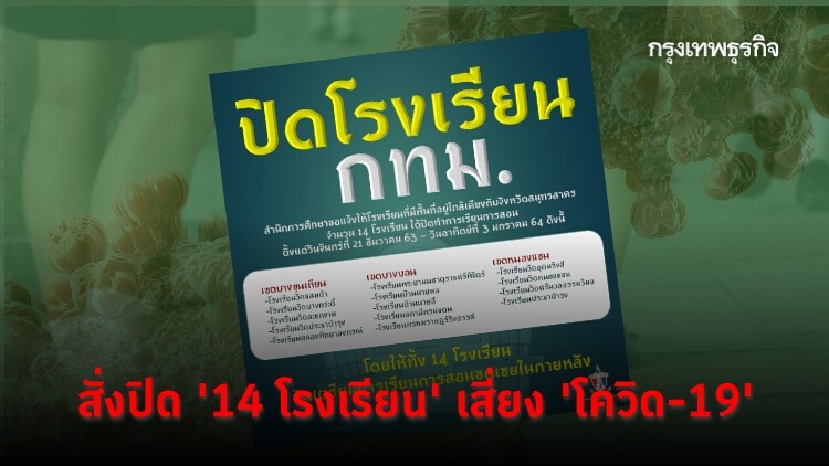 ปิด '14 โรงเรียน' เสี่ยง 'โควิด-19' ใกล้พื้นที่ จ.สมุทรสาคร 21 ธ.ค. 63 - 3 ม.ค. 64