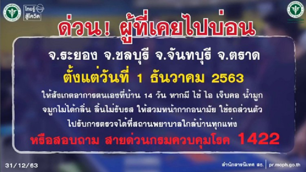 สธ.ประกาศคนไปบ่อน 4 จ.เสี่ยงติดโควิด-19 