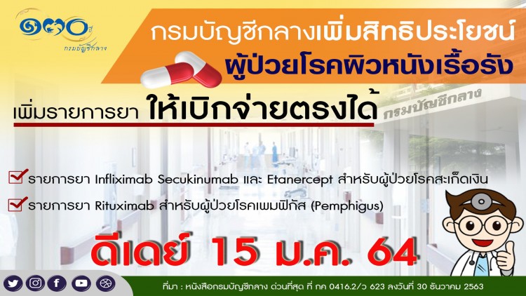 บัญชีกลางเพิ่มสิทธิผู้ป่วยโรคผิวหนังเรื้อรัง​