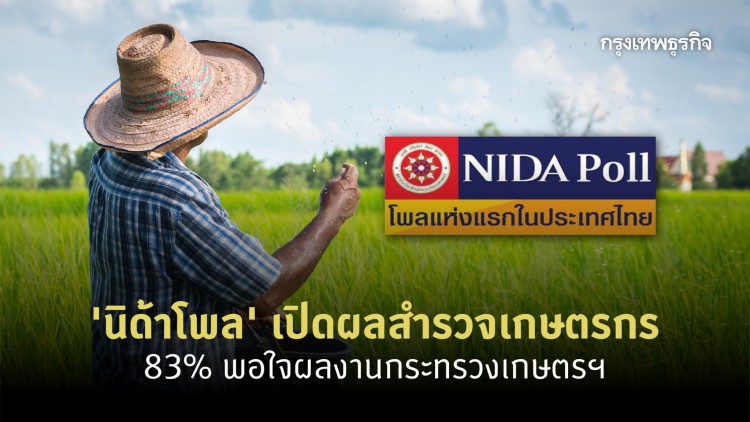 'นิด้าโพล' เปิดผลสำรวจเกษตรกร 83% พอใจผลงานกระทรวงเกษตรฯ