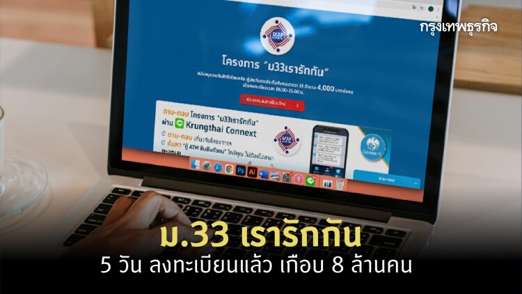 'ม.33 เรารักกัน'  5 วัน ลงทะเบียนแล้ว เกือบ 8 ล้านคน