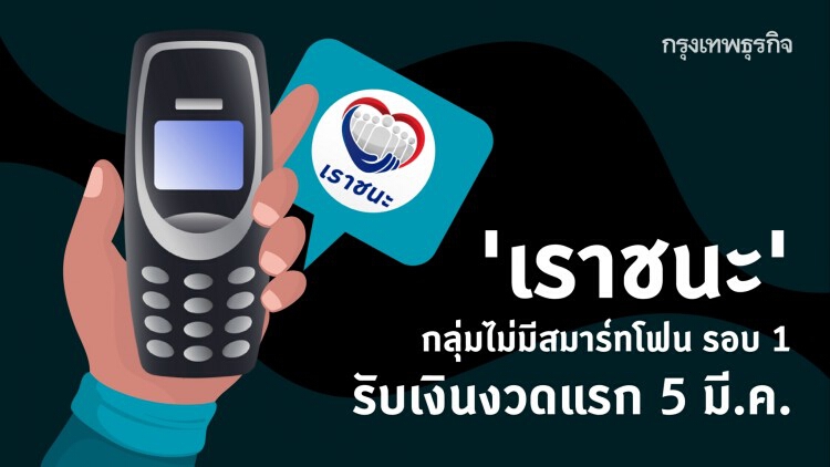 'เราชนะ' กลุ่มไม่มีสมาร์ทโฟน รอบ 1 รับเงินงวดแรก 5 มี.ค.