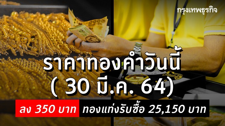 'ราคาทอง' วันนี้ (30 มี.ค) ล่าสุด ราคาทองรูปพรรณขาย 25,650